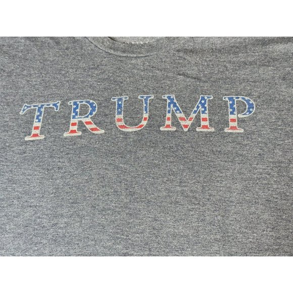 Trump Tee Shirt Short Sleeve Gray Red White Blue Lettering Made in USA Sz M - Picture 1 of 6